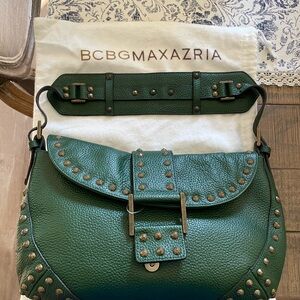 BCBGMaxAzria Green Studded Shoulder Bag